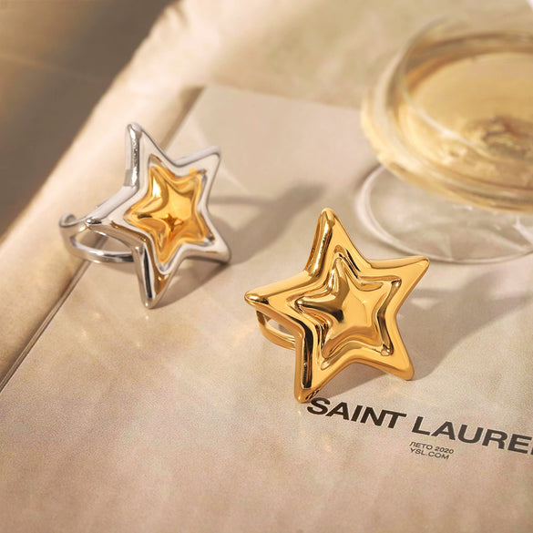 Wholesale Titanium Steel And Stainless Steel Jewelry With Five Pointed Star Pattern Inlay And Vacuum Plating For Women