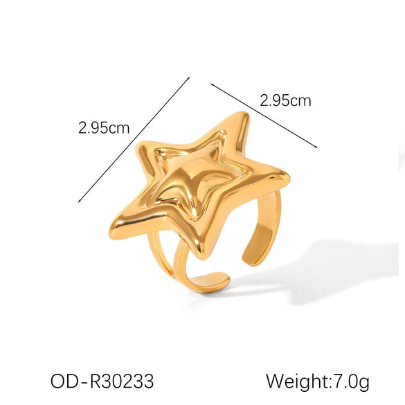 Wholesale Titanium Steel And Stainless Steel Jewelry With Five Pointed Star Pattern Inlay And Vacuum Plating For Women