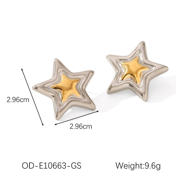 Wholesale Titanium Steel And Stainless Steel Jewelry With Five Pointed Star Pattern Inlay And Vacuum Plating For Women