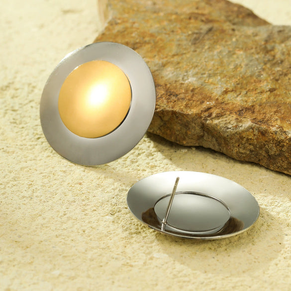 Wholesale Titanium Steel And Stainless Steel 18K Gold Plated Round Earrings Minimalist Style