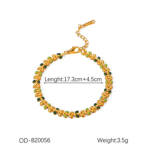 Wholesale Titanium Steel And Stainless Steel Necklace And Bracelet With Oil Drop Design Daisy And Butterfly And Olive Leaf Patterns Vacuum Plated And Handmade Chain For Women