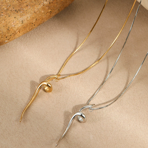 Wholesale Titanium Steel And Stainless Steel Necklace Geometric Line Design Electroplated For Women