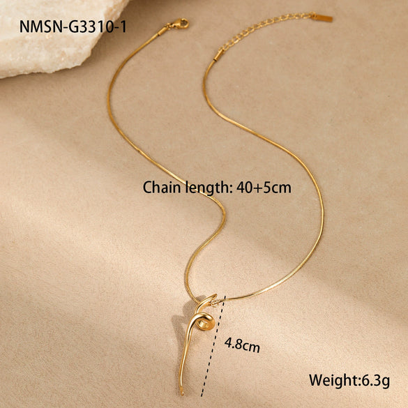 Wholesale Titanium Steel And Stainless Steel Necklace Geometric Line Design Electroplated For Women