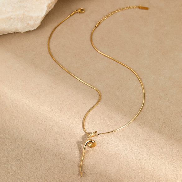 Wholesale Titanium Steel And Stainless Steel Necklace Geometric Line Design Electroplated For Women