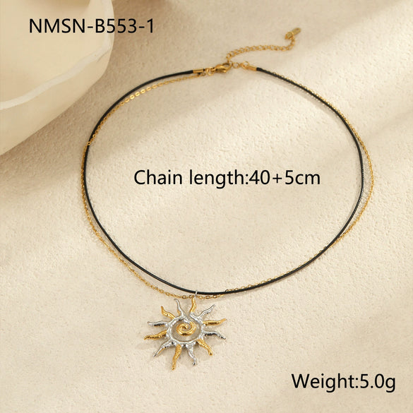 Wholesale Titanium Steel And Stainless Steel Necklace With Double Color Matching Geometric Pattern Electroplating For Women