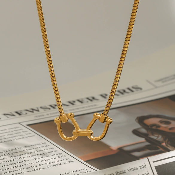 Wholesale Titanium Steel And Stainless Steel Necklace With Geometric Pattern Electroplated Treatment For Women
