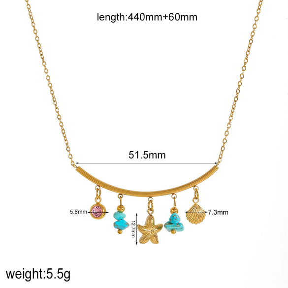 Wholesale Titanium Steel And Stainless Steel Necklace With Star Pattern Electroplated Women's Jewelry