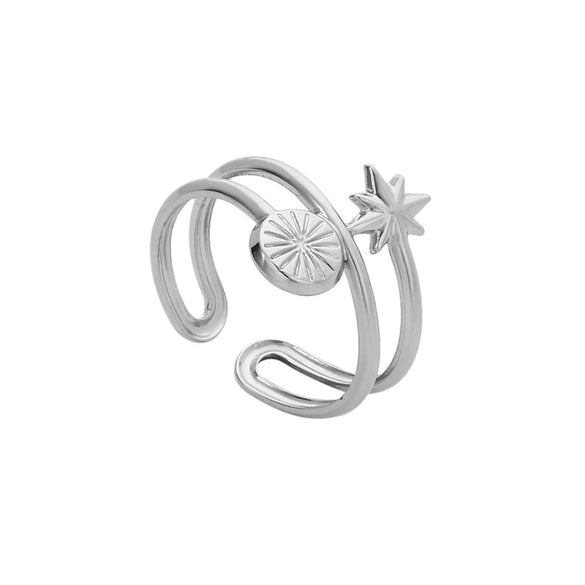 Wholesale Titanium Steel And Stainless Steel Opening Ring Geometric Style Electroplated For Women And Couples
