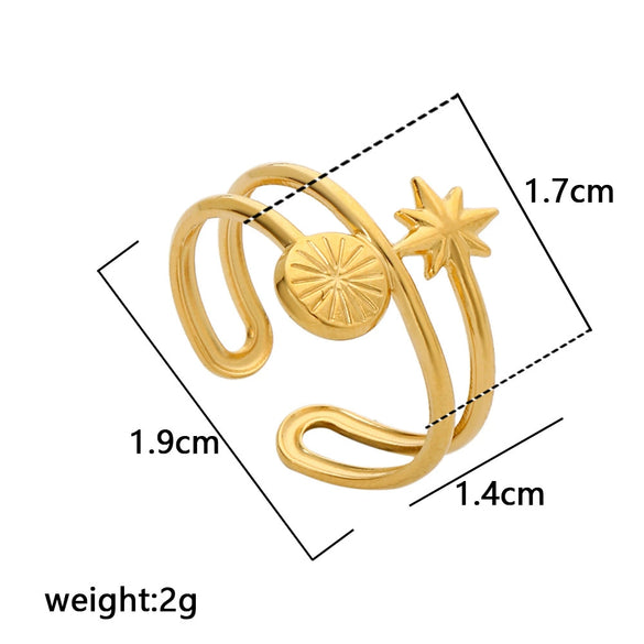 Wholesale Titanium Steel And Stainless Steel Opening Ring Geometric Style Electroplated For Women And Couples
