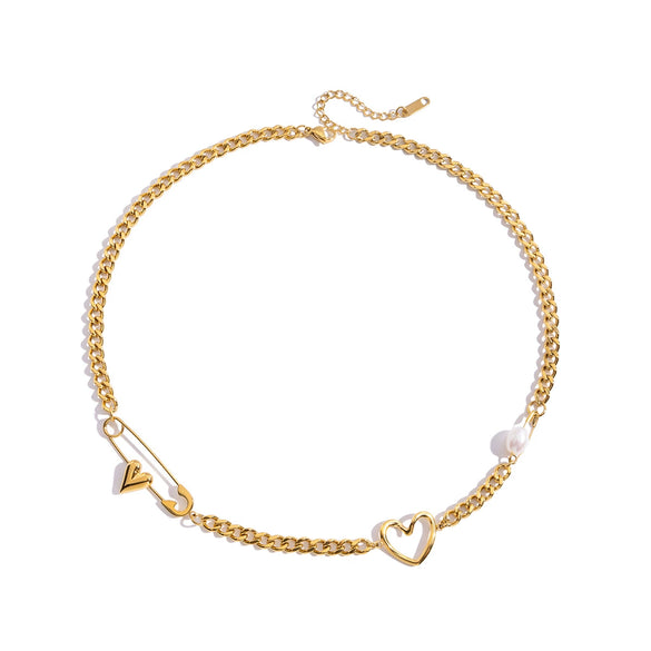 Wholesale Titanium Steel And Stainless Steel Pearl Necklace With Geometric Design And Electroplating For Women