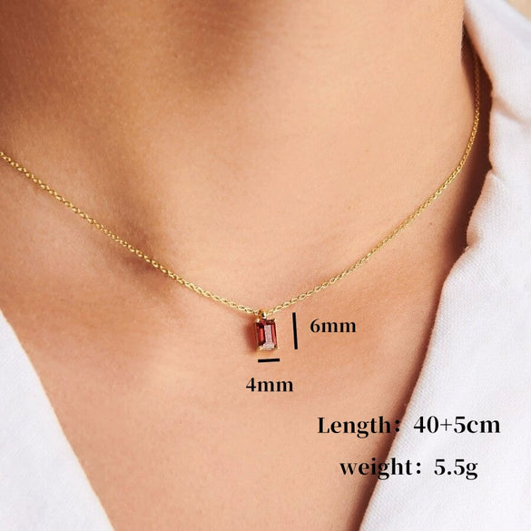 Wholesale Titanium Steel And Stainless Steel Retro Geometric Ochain Necklace With December Birthstone Pendant Plated In 18K Gold Color Unisex