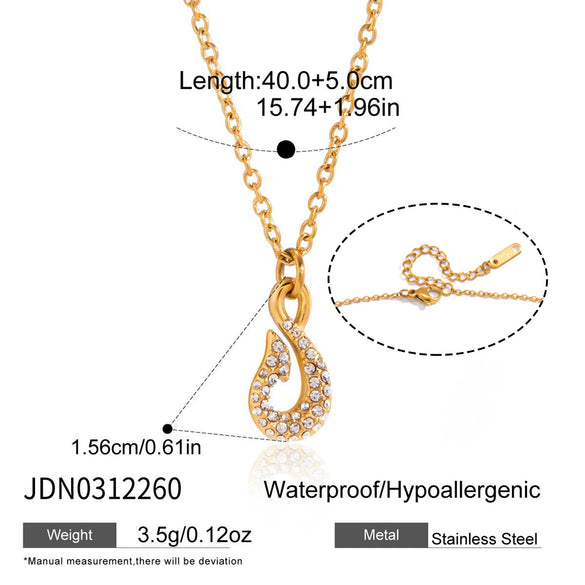 Wholesale Titanium Steel And Stainless Steel Rhinestone Fish Hook Marine Jewelry Necklace And Bracelet Set For Women With Electroplating