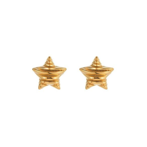 Wholesale Titanium Steel And Stainless Steel Star Fold Texture Fashion Electroplated Earrings