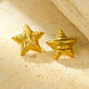 Wholesale Titanium Steel And Stainless Steel Star Fold Texture Fashion Electroplated Earrings