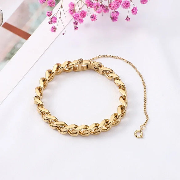 Wholesale Titanium Steel And Stainless Steel U Shape Chain Bracelet For Women With Electroplating Design