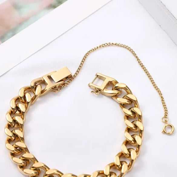 Wholesale Titanium Steel And Stainless Steel U Shape Chain Bracelet For Women With Electroplating Design