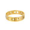 Wholesale Titanium Steel And Stainless Steel Unisex Couple Ring With Sun Hollow Crescent Interlaced Design And Electroplating