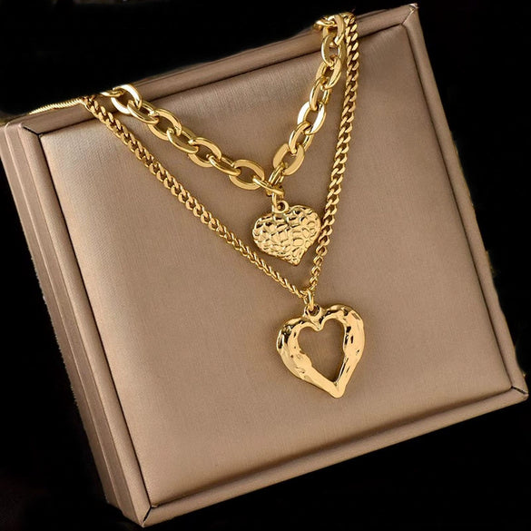 Wholesale Titanium Steel Angel Wings Heart Love Necklace For Female With Woolen Clavicle Chain