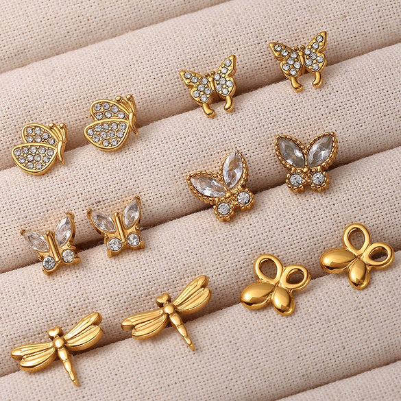 Wholesale 316L Stainless Steel Animal Zodiac Fashion Electroplated Women's Earrings