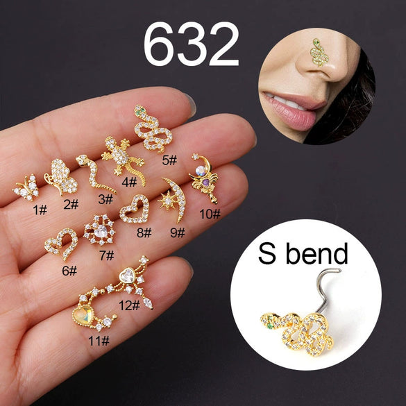 Wholesale Titanium Steel Animal Zodiac Nose Piercing Jewelry With Electroplating For Women