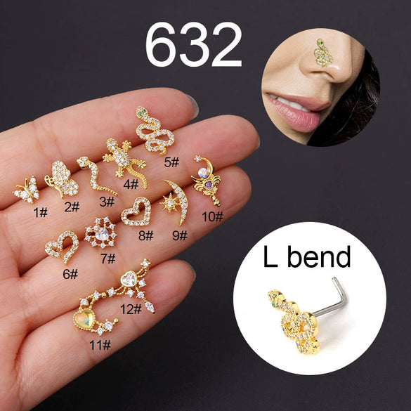 Wholesale Titanium Steel Animal Zodiac Nose Piercing Jewelry With Electroplating For Women