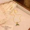 Wholesale Titanium Steel Animal Zodiac Pattern Fishtail Pendant Necklace Light Luxury Retro Accessories