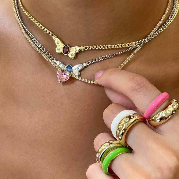 Wholesale Titanium Steel Animal Zodiac Retro Style Threedimensional Pearl Bead Clip Bead Buckle Chain Oil Gradient Pendant Necklace With Electroplating