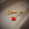 Wholesale Titanium Steel Asymmetric Hollow Heart Shape Hanging Earrings For Women With Electroplating Treatment
