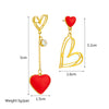 Wholesale Titanium Steel Asymmetric Hollow Heart Shape Hanging Earrings For Women With Electroplating Treatment