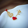 Wholesale Titanium Steel Asymmetric Hollow Heart Shape Hanging Earrings For Women With Electroplating Treatment