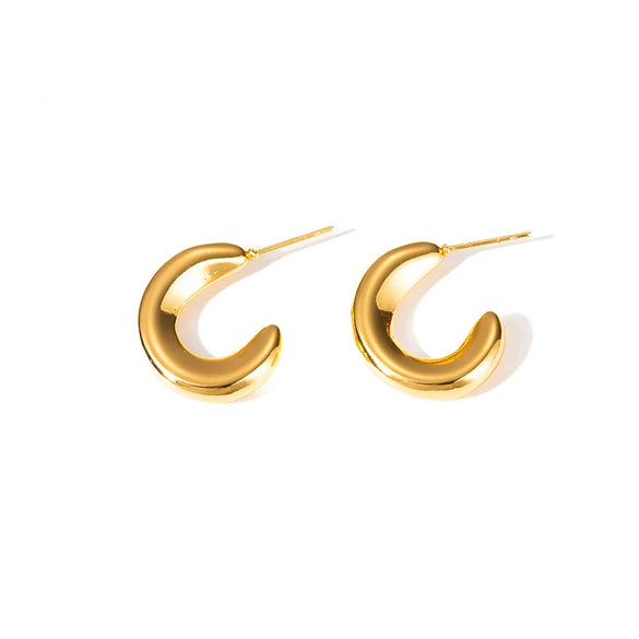 Wholesale Titanium Steel Asymmetrical Cshaped Electroplated Women's Simple Style Earrings