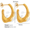 Wholesale 316L Stainless Steel Asymmetrical Threaded Open Exaggerated Geometric Electroplated Fashion Earrings For Women