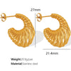 Wholesale 316L Stainless Steel Asymmetrical Threaded Open Exaggerated Geometric Electroplated Fashion Earrings For Women