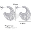 Wholesale 316L Stainless Steel Asymmetrical Threaded Open Exaggerated Geometric Electroplated Fashion Earrings For Women