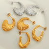 Wholesale 316L Stainless Steel Asymmetrical Threaded Open Exaggerated Geometric Electroplated Fashion Earrings For Women