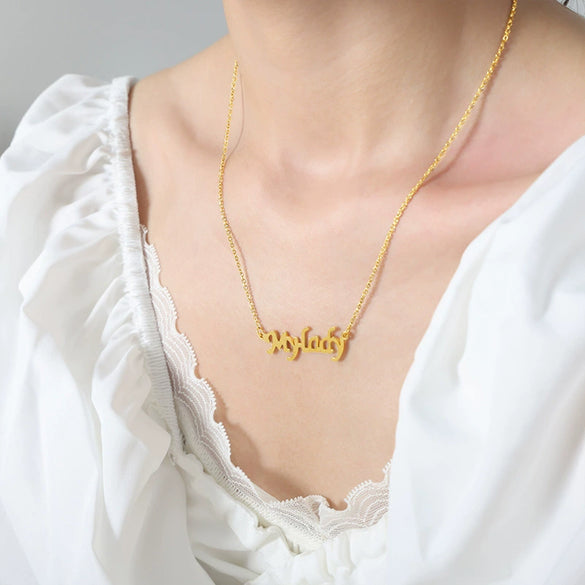 Wholesale Titanium Steel Baby Letter Pendant Necklace With Geometric Pattern And Electroplating For Women