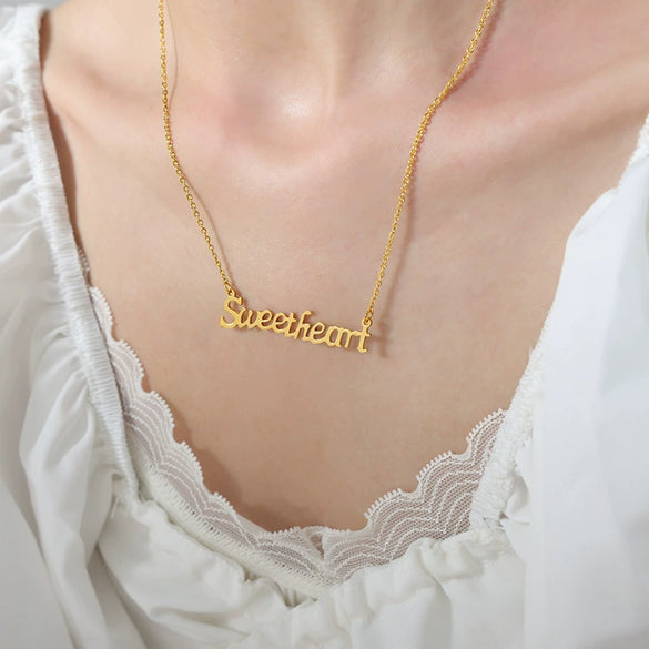 Wholesale Titanium Steel Baby Letter Pendant Necklace With Geometric Pattern And Electroplating For Women