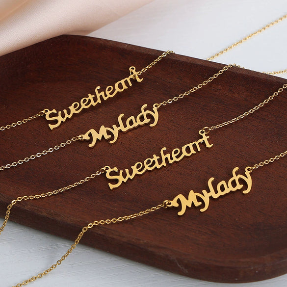 Wholesale Titanium Steel Baby Letter Pendant Necklace With Geometric Pattern And Electroplating For Women