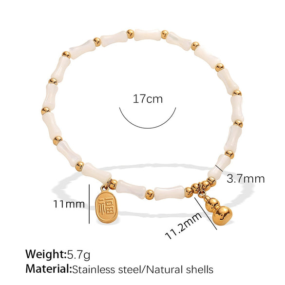 Wholesale 316L Stainless Steel Bamboo Beaded Geometric Style Bracelet For Women With Electroplating Treatment