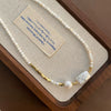 Wholesale Titanium Steel Baroque Pearl Necklace With Geometric Pattern And Real Gold Plating For Women