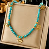 Wholesale Titanium Steel Beaded Butterfly Star Hollow Eye Pendant Round Bead Necklace Fashion Retro Style Electroplated