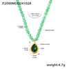 Wholesale 316L Stainless Steel Beaded Cat's Eye Stone Water Drop Collarbone Necklace Geometric Style Electroplated For Unisex
