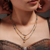 Wholesale 316L Stainless Steel Beaded Cat's Eye Stone Water Drop Collarbone Necklace Geometric Style Electroplated For Unisex