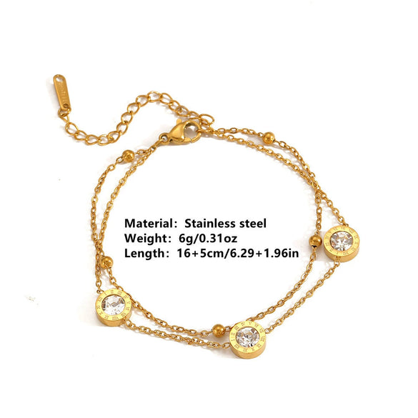 Wholesale Titanium Steel Beaded Double Layer Bracelet Cartoon Plants Flowers Style Electroplated For Women