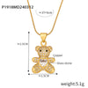 Wholesale Titanium Steel Bear Pendant Necklace With Cartoon Characters And Geometric Patterns Electroplated For Women