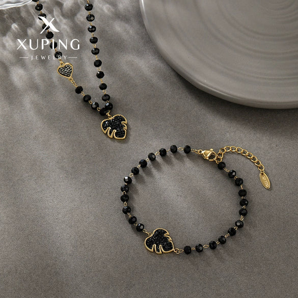 Wholesale Titanium Steel Black Beaded Jewelry Set With Ball Chain Electroplated For Men And Women Stylish And Personalized