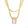 Wholesale 316L Stainless Steel Blade Chain Necklace With Geometric Inlay White Shell Pendant French Retro Style Electroplating Process For Women