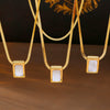 Wholesale 316L Stainless Steel Blade Chain Necklace With Geometric Inlay White Shell Pendant French Retro Style Electroplating Process For Women