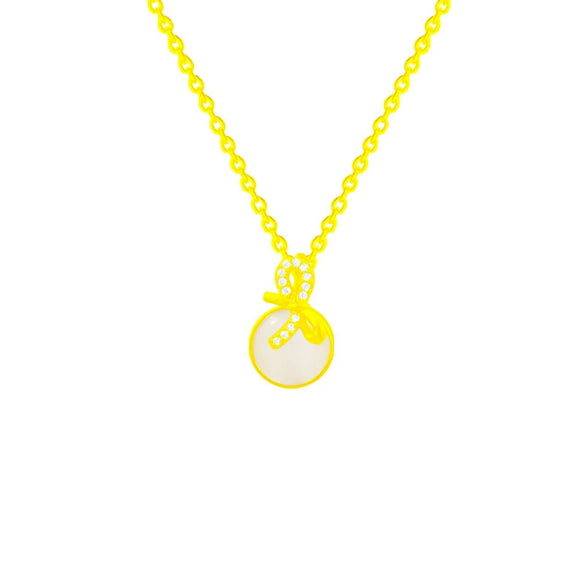 Wholesale Titanium Steel Bow Pendant Necklace With Mixed Gem Inlay And Cross Chain Style Simple And Stylish Design