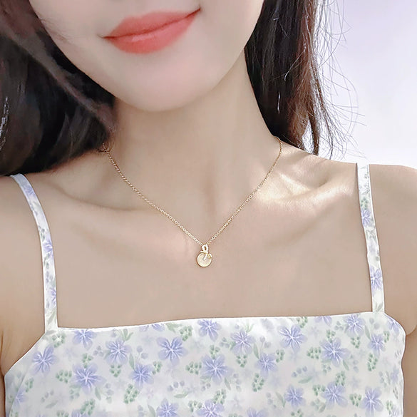 Wholesale Titanium Steel Bow Pendant Necklace With Mixed Gem Inlay And Cross Chain Style Simple And Stylish Design